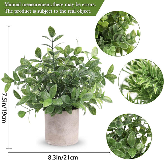 Der Rose 3 Pack Mini Potted Fake Plants Artificial Plastic Eucalyptus Plants Topiaries for Home Office Desk Farmhouse Shelf Room Bathroom Decor(Sage Green)