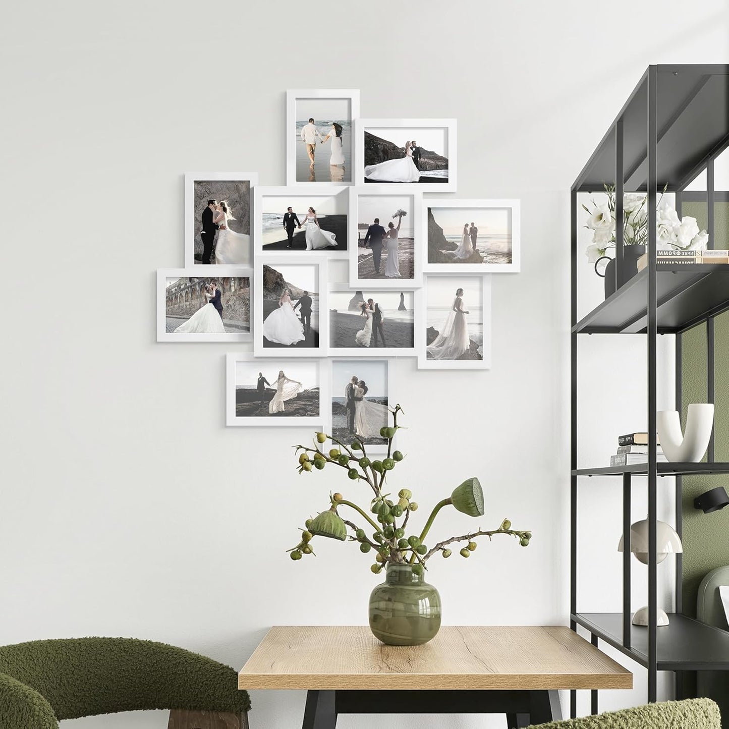 DUENPY 4x6 Collage Picture Frames, 12-Pack Solid Wood Photo Frame, Picture Frames Collage Wall Decor, Set with Glass Front, Assembly Required, Black