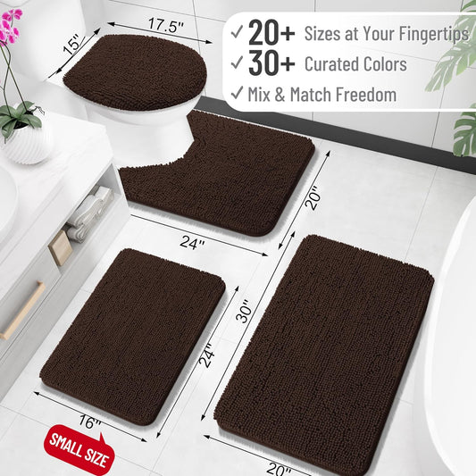 OLANLY Bathroom Rugs 30x20, Extra Soft Absorbent Chenille Bath Rugs, Rubber Backing Quick Dry, Machine Washable Bath Mats for Bathroom Floor, Tub and Shower, Home Decor Accessories, Grey - Colors E