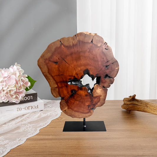 Irregular Handcarved Root Wood Sculpture, Wood Tabletop Abstract Standing Sculpture for Home Decor Natural Edge Tabletop Statue Tree Stump - Small (W7.75in x H11in)