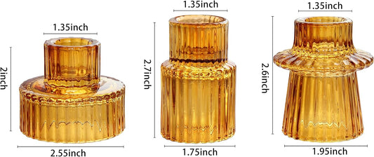 Vixdonos Taper Glass Candlestick Holders Tealight Candle Holders for Table Centerpieces, Wedding Decor and Dinner Party (6 Pcs, Green)