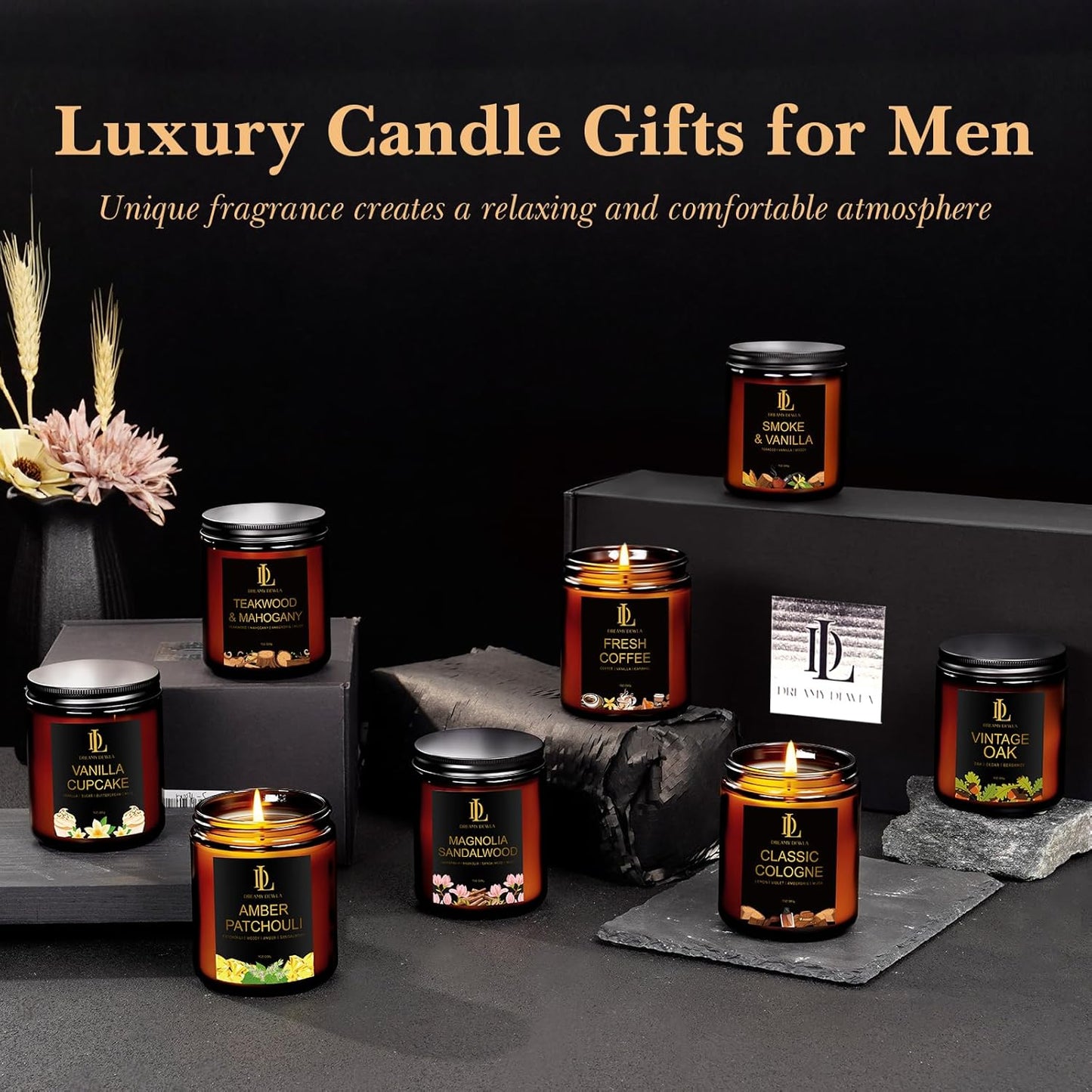 Scented Candles Set, 4 Pack Soy Candles for Home Scented, Candle Gifts for Men Women, Scents of Pineapple Cocktail/Coconut Vanilla/Pink Sands/Bahamian Breeze