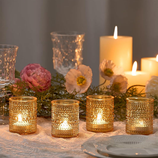 24 Pack Clear Glass Votive Candle Holders, Vintage Candle Holder for Floating Candle, Tealight Candle Holder for Table Centerpieces Home Bridal Shower Birthday Christmas Wedding Party Table Decoration
