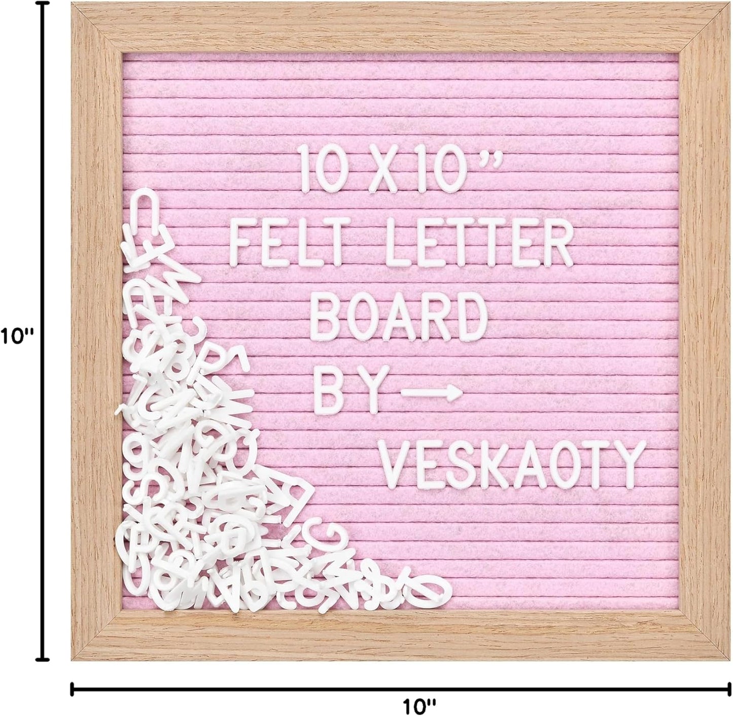 Felt Letter Board with 294 Letters, Numbers & Symbols - 10 x 10 inch Changeable Message Board with Wooden Frame Wall Mount Hook, Black & Wood