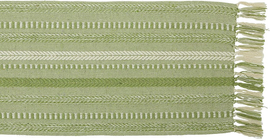 DII Farmhouse Braided Stripe Table Runner Collection, 15x72 (15x77, Fringe Included), Black