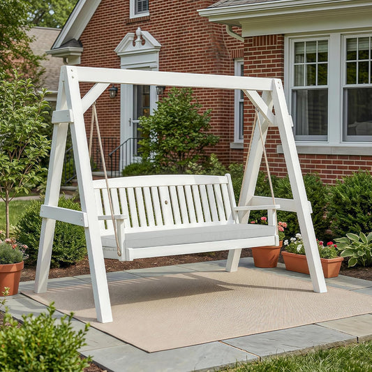 Outdoor Bench Cushion, Water-Resistant & Fade-Resistant, Porch Swing Cushions with Ties, Patio Furniture Seat Pads for Garden Loveseat Settee, Removable Cover Non-Slip Bottom, 48 x 16 Inch, Natural