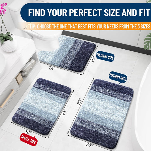 OLANLY Bathroom Rugs Mat 30x20, Extra Soft Absorbent Microfiber Bath Rugs, Rubber Backing, Quick Dry, Machine Washable Bath Mats for Bathroom Floor, Tub and Shower, Home Decor Accessories, Grey - Colors A