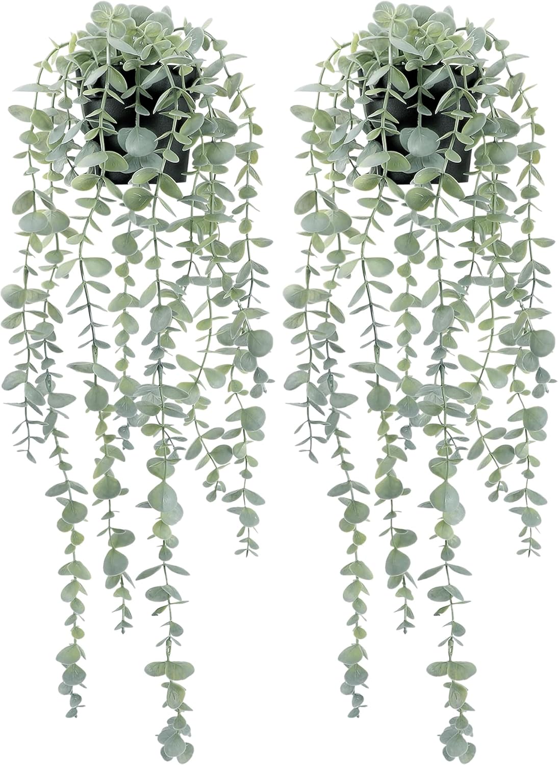 1pcs Artificial Hanging Plants, Fake Potted Eucalyptus Faux Hanging Plant for Wall Room Home Indoor Outdoor Shelf Decor