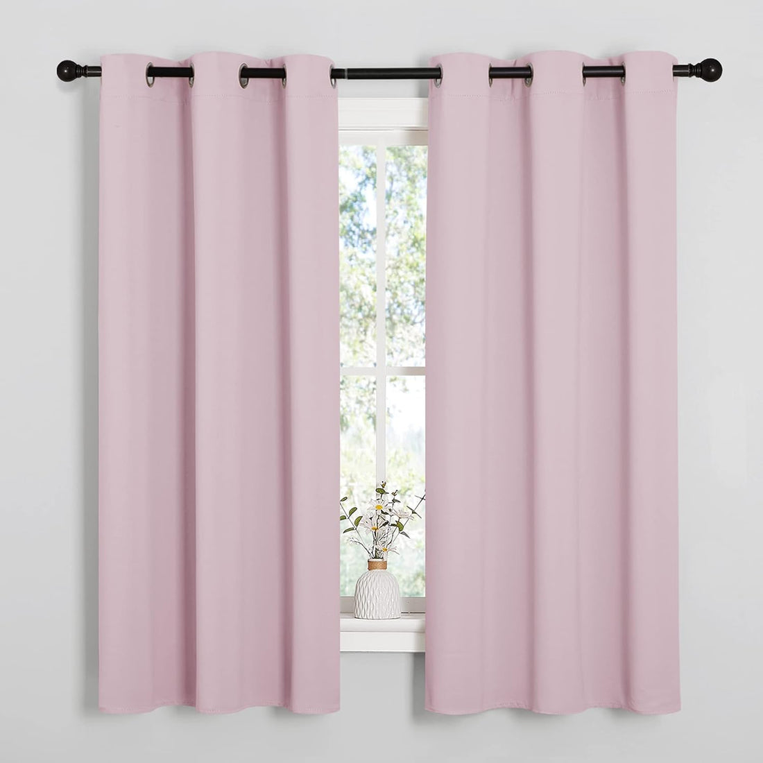 NICETOWN Halloween Pitch Black Solid Thermal Insulated Grommet Blackout Curtains/Drapes for Bedroom Window (2 Panels, 42 inch