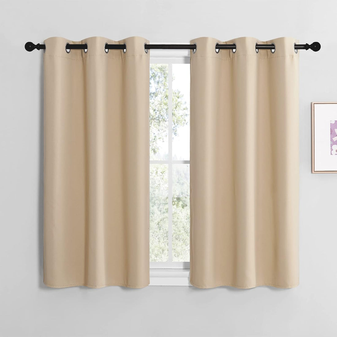 NICETOWN Halloween Pitch Black Solid Thermal Insulated Grommet Blackout Curtains/Drapes for Bedroom Window (2 Panels, 42 inch