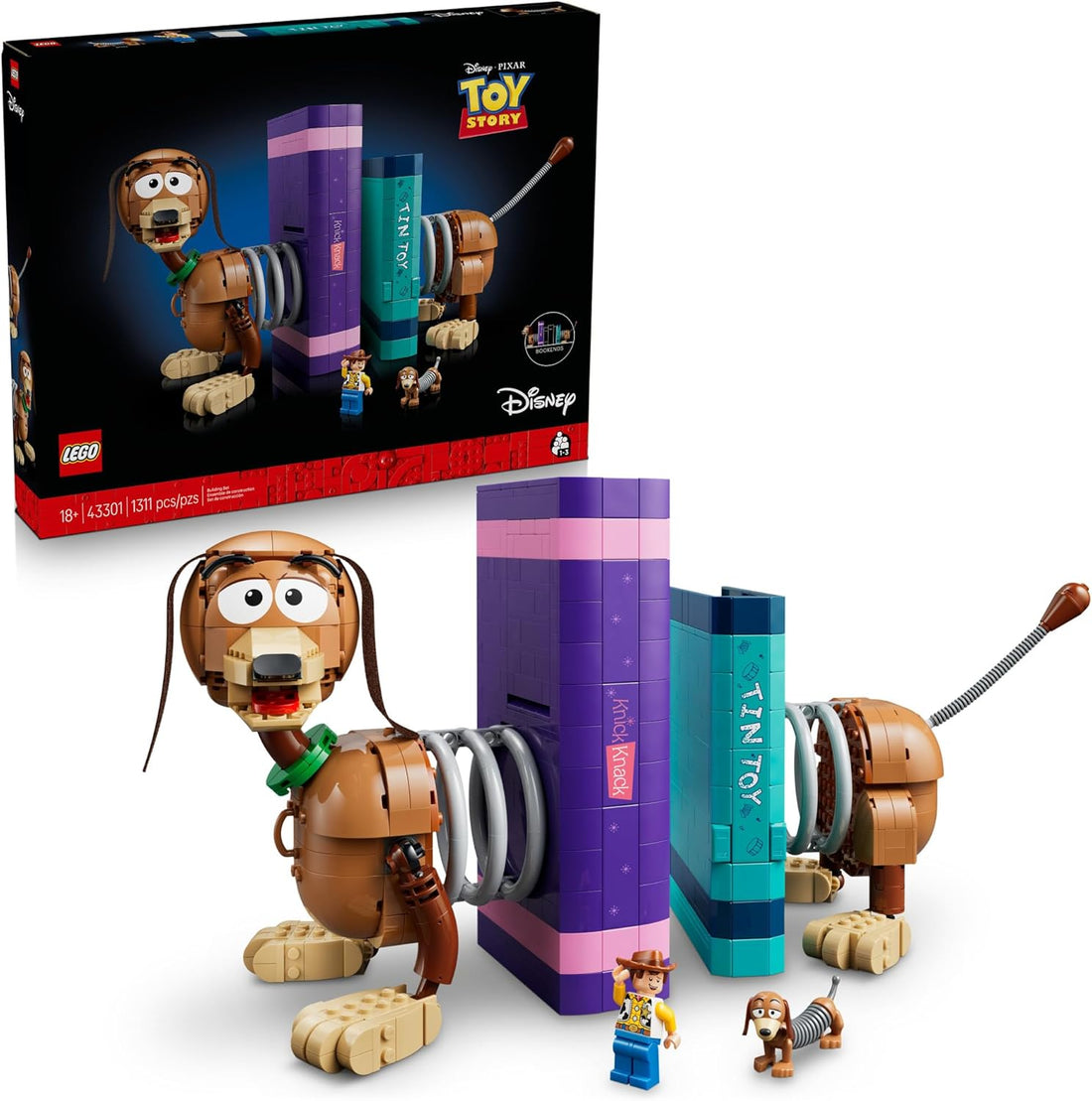 LEGO Disney and Pixar Toy Story Slinky Dog Bookends - Building Set for Adults, Ages 18+ - Disney Gifts for Fans - Bedroom, Sh