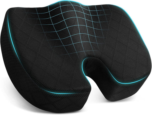 TushGuard Seat Cushion - Memory Foam Cushion for Office Chair, Car Seat, Airplane, Bleacher - Sciatica & Hip & Coccyx Pain Re
