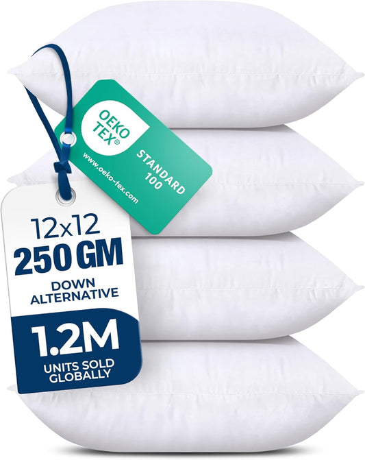 Utopia Bedding Throw Pillows (Set of 4, White) – 18 x 18 Inches Down Alternative Pillows for Bed, Sofa, and Couch - Fluffy De