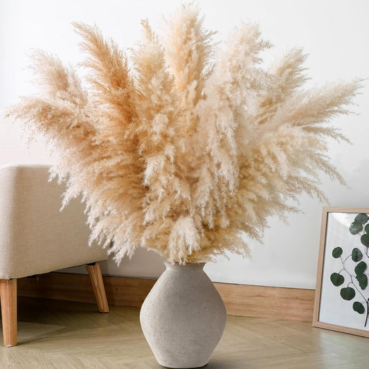 65PCS Pampas Grass Decor, Including pompas Floral, Reed Dried Grass and Bunny Tails Dried Flowers, Natural Dried Pampas Grass
