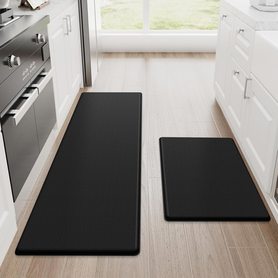 StepRite Kitchen Mats, 2PCS Kitchen Rugs, Cushioned Anti Fatigue Kitchen Mats for Floor, Non-Slip Standing Desk Mat, Waterpro