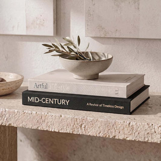 Aesthetic Decorative Books - Set of 2 Stylish Boxes Enhance Your Coffee Table, Bookshelf or Mantel Decor - Beautiful Fake/Fau