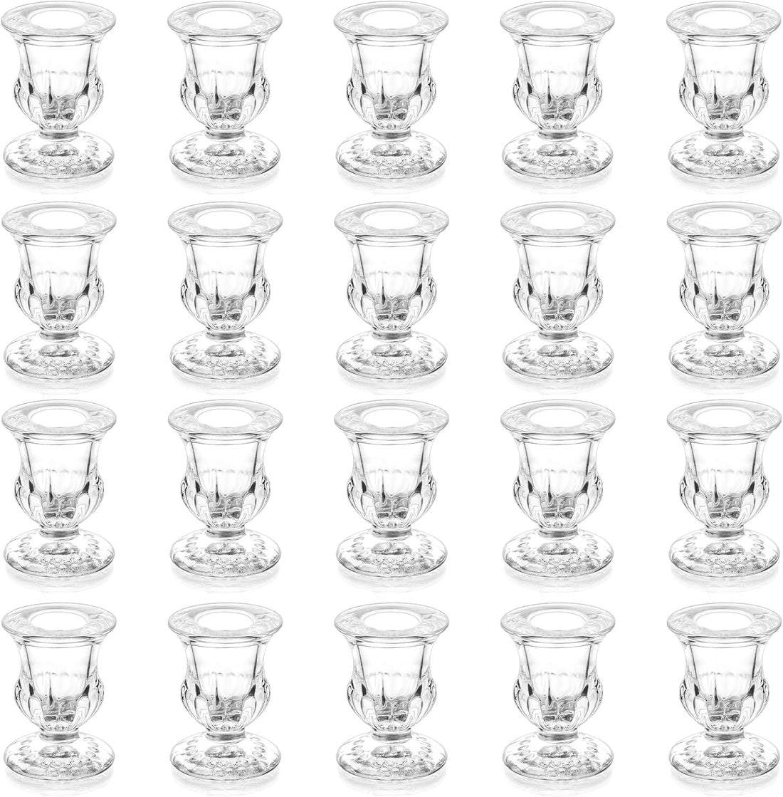 Romadedi Glass Taper Candle Holders - Clear Small Candlestick Holder Bulk, Thicker Glass Candle Sticks Set for Wedding Christ