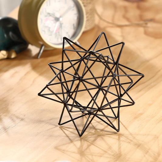 Metal Geometric Table Top Decor, 3D Metal Geometric Sculpture, Gold Abstract Sculpture for Home Decor, Table Art Decorations for Home, Living Room, Office, Bedroom