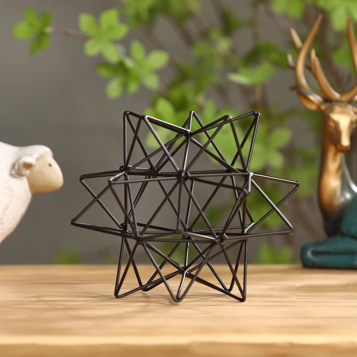 Metal Geometric Table Top Decor, 3D Metal Geometric Sculpture, Gold Abstract Sculpture for Home Decor, Table Art Decorations for Home, Living Room, Office, Bedroom