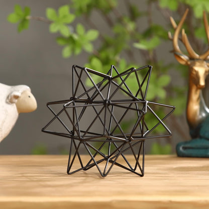 Metal Geometric Table Top Decor, 3D Metal Geometric Sculpture, Gold Abstract Sculpture for Home Decor, Table Art Decorations for Home, Living Room, Office, Bedroom