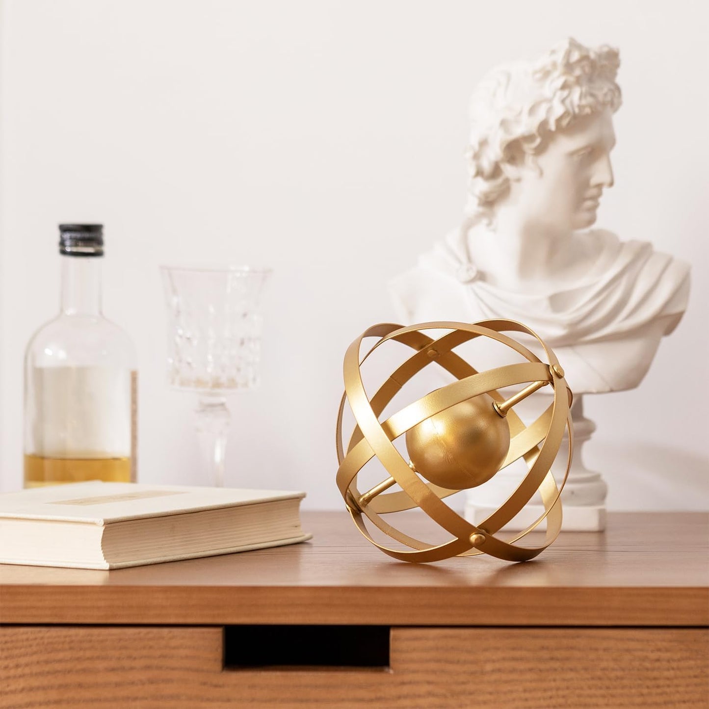 Metal Geometric Table Top Decor, 3D Metal Geometric Sculpture, Gold Abstract Sculpture for Home Decor, Table Art Decorations for Home, Living Room, Office, Bedroom