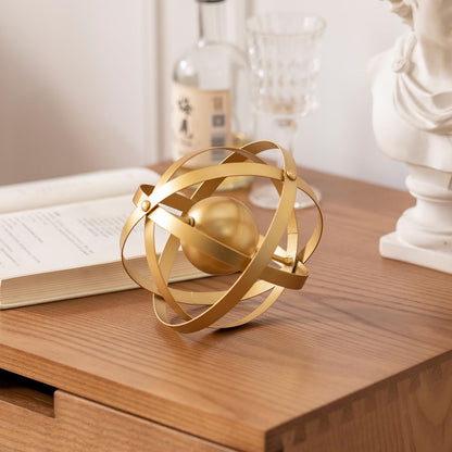 Metal Geometric Table Top Decor, 3D Metal Geometric Sculpture, Gold Abstract Sculpture for Home Decor, Table Art Decorations for Home, Living Room, Office, Bedroom