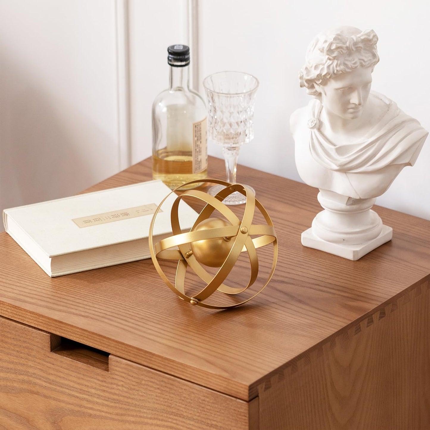 Metal Geometric Table Top Decor, 3D Metal Geometric Sculpture, Gold Abstract Sculpture for Home Decor, Table Art Decorations for Home, Living Room, Office, Bedroom