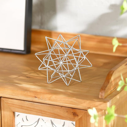 Metal Geometric Table Top Decor, 3D Metal Geometric Sculpture, Gold Abstract Sculpture for Home Decor, Table Art Decorations for Home, Living Room, Office, Bedroom