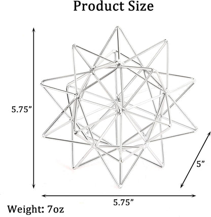 Metal Geometric Table Top Decor, 3D Metal Geometric Sculpture, Gold Abstract Sculpture for Home Decor, Table Art Decorations for Home, Living Room, Office, Bedroom