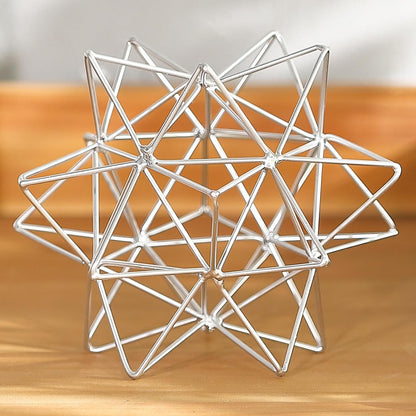 Metal Geometric Table Top Decor, 3D Metal Geometric Sculpture, Gold Abstract Sculpture for Home Decor, Table Art Decorations for Home, Living Room, Office, Bedroom