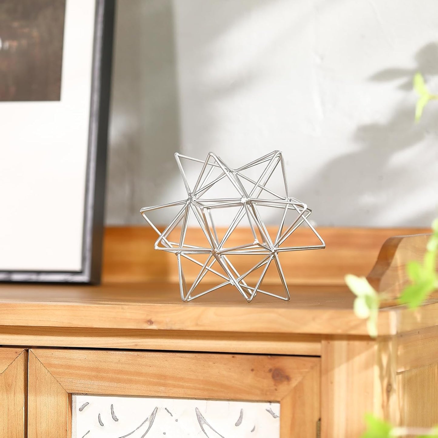 Metal Geometric Table Top Decor, 3D Metal Geometric Sculpture, Gold Abstract Sculpture for Home Decor, Table Art Decorations for Home, Living Room, Office, Bedroom
