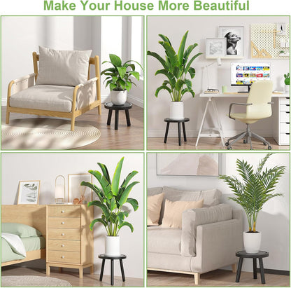 3-Pack Wood Plant Stands Indoor, Single Plant Stand for 6-12 Inch Pots, Mid-Century Modern Plant Stool, Tall Plant Stand for Large Plants Perfect Fit for Living Room, Balcony, Office