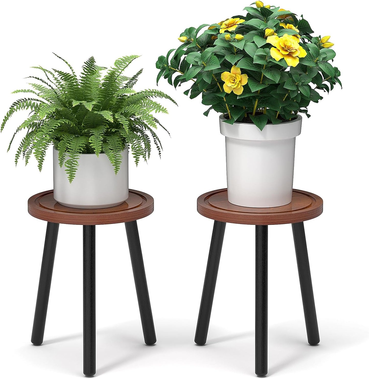 3-Pack Wood Plant Stands Indoor, Single Plant Stand for 6-12 Inch Pots, Mid-Century Modern Plant Stool, Tall Plant Stand for Large Plants Perfect Fit for Living Room, Balcony, Office