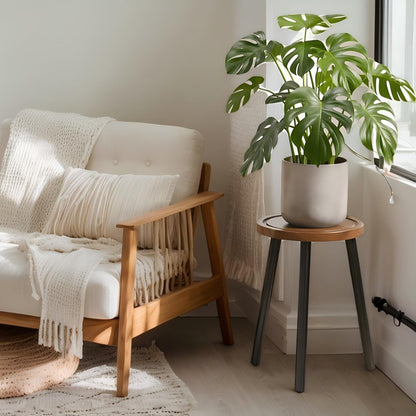 3-Pack Wood Plant Stands Indoor, Single Plant Stand for 6-12 Inch Pots, Mid-Century Modern Plant Stool, Tall Plant Stand for Large Plants Perfect Fit for Living Room, Balcony, Office
