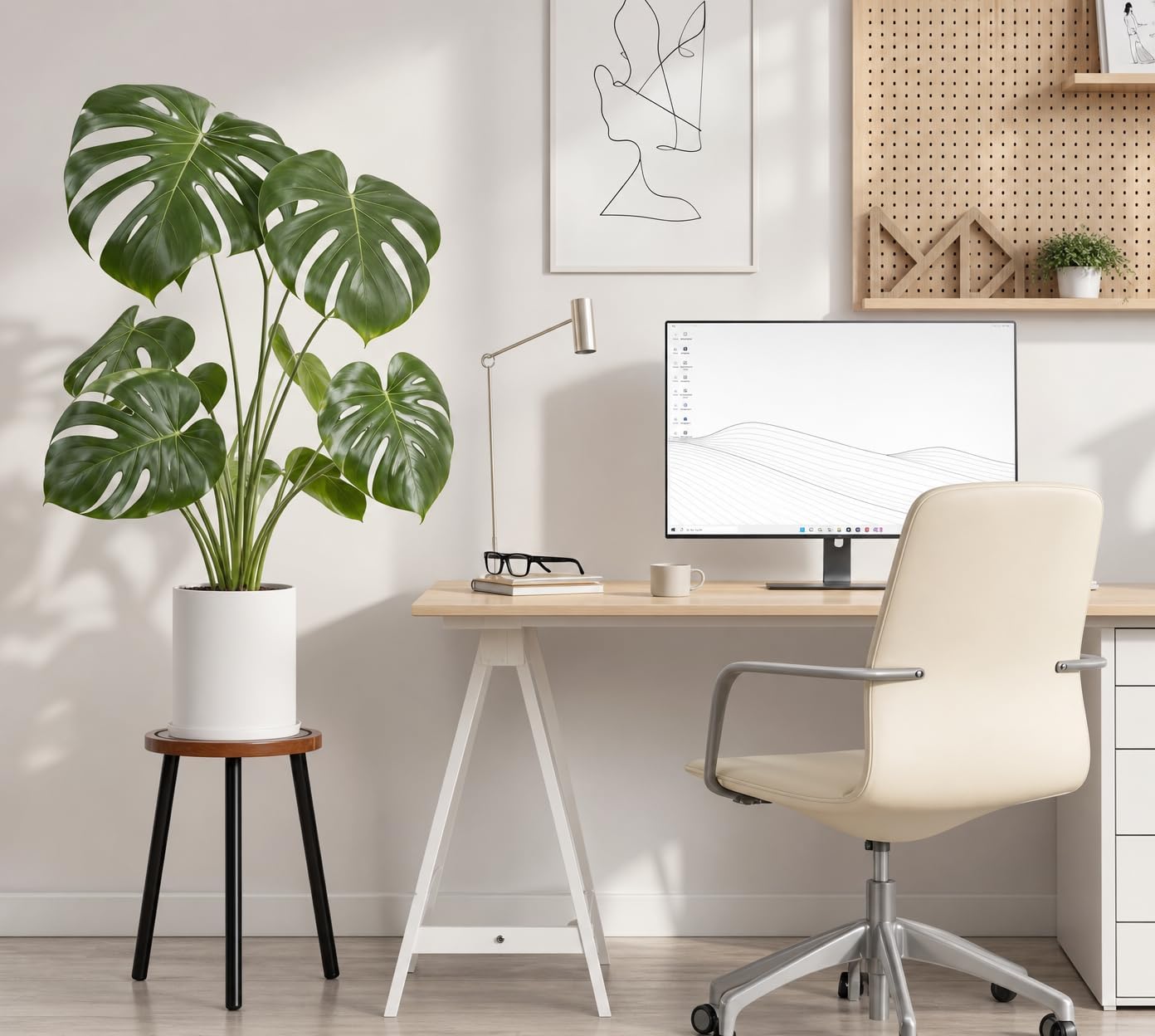 3-Pack Wood Plant Stands Indoor, Single Plant Stand for 6-12 Inch Pots, Mid-Century Modern Plant Stool, Tall Plant Stand for Large Plants Perfect Fit for Living Room, Balcony, Office