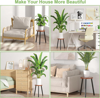 3-Pack Wood Plant Stands Indoor, Single Plant Stand for 6-12 Inch Pots, Mid-Century Modern Plant Stool, Tall Plant Stand for Large Plants Perfect Fit for Living Room, Balcony, Office
