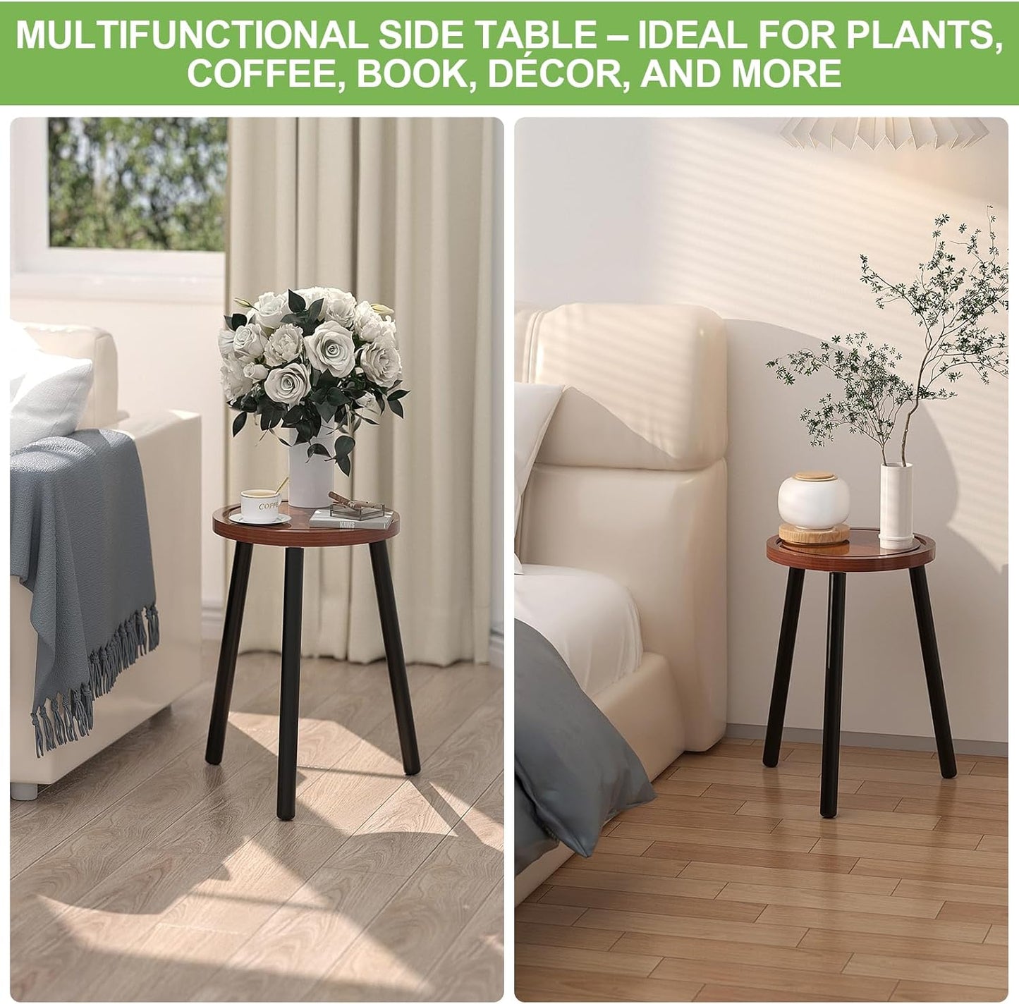 3-Pack Wood Plant Stands Indoor, Single Plant Stand for 6-12 Inch Pots, Mid-Century Modern Plant Stool, Tall Plant Stand for Large Plants Perfect Fit for Living Room, Balcony, Office