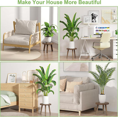 3-Pack Wood Plant Stands Indoor, Single Plant Stand for 6-12 Inch Pots, Mid-Century Modern Plant Stool, Tall Plant Stand for Large Plants Perfect Fit for Living Room, Balcony, Office