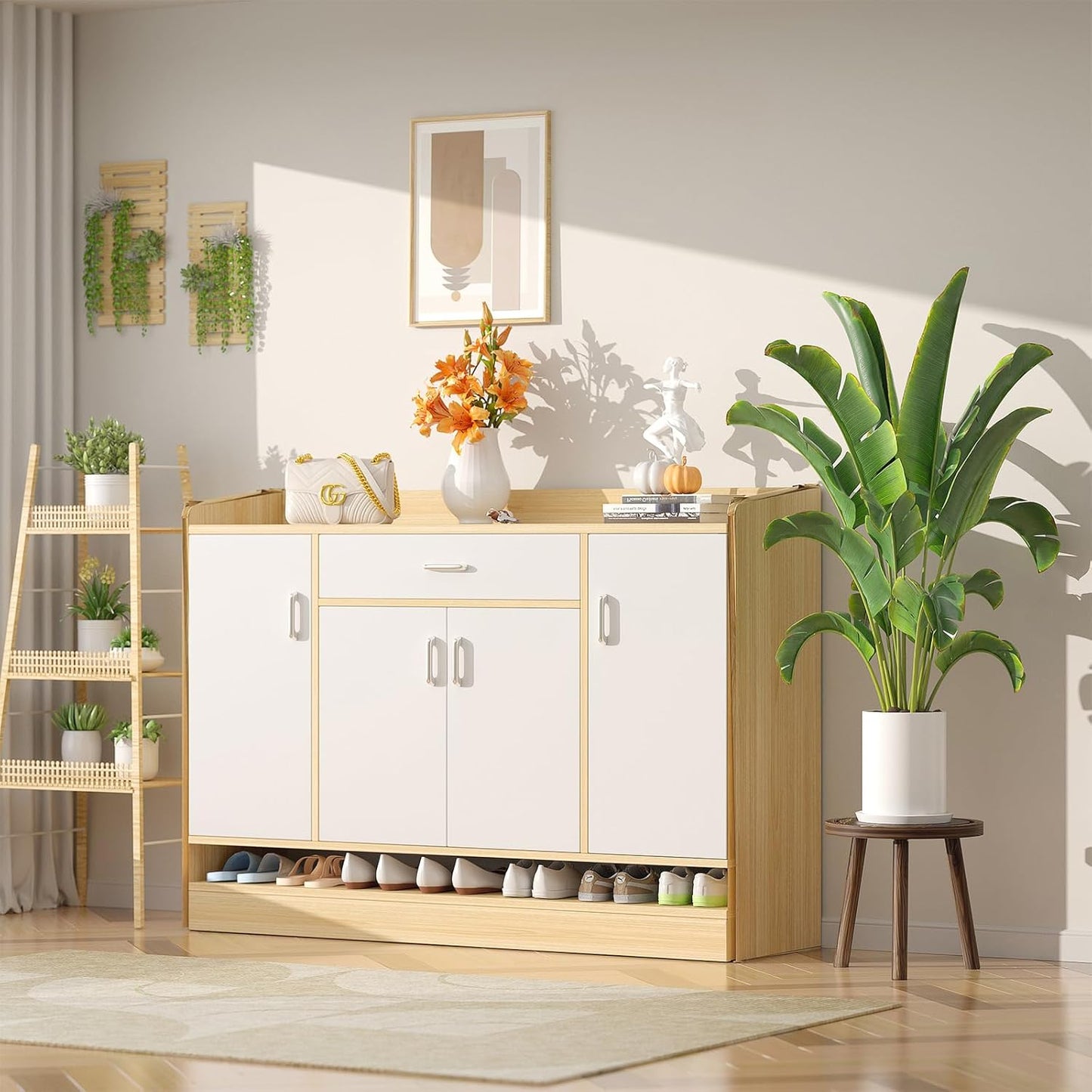 3-Pack Wood Plant Stands Indoor, Single Plant Stand for 6-12 Inch Pots, Mid-Century Modern Plant Stool, Tall Plant Stand for Large Plants Perfect Fit for Living Room, Balcony, Office