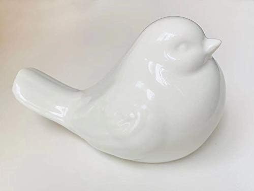 New White Modern Farmhouse Bird Figurine, Bird Statue Sculpture - Carved Rustic Distressed Animal Bird Ornaments - Home Decor Accents Collectible Bird Figurine | Spring