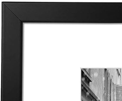 Americanflat 8x10 Picture Frame with Shatter-Resistant Glass - Use as 5x7 Frame with Mat or Display 8x10 Photo Without Mat - Signature Collection - Picture Frames for Tabletop and Wall Display - Black