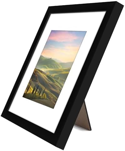 Americanflat 8x10 Picture Frame with Shatter-Resistant Glass - Use as 5x7 Frame with Mat or Display 8x10 Photo Without Mat - Signature Collection - Picture Frames for Tabletop and Wall Display - Black