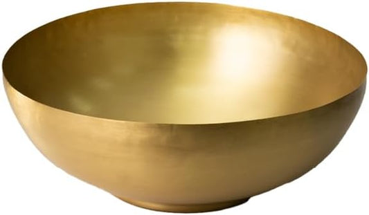 Serene Spaces Living Lightweight Antique Brass Decorative Bowl - Elegant Potpourri Catchall for Diwali Home Décor, Entryway and Dining Table, 2.75" Tall & 8" Diameter