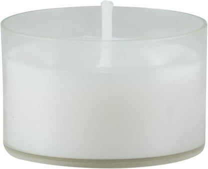Stonebriar 96 Count White Unscented Smokeless Long Burning Clear Cup Tea Light Candles with 6 to 7 Hour Burn Time