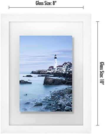 Americanflat 8x10 Floating Picture Frame with Polished Crystal-Clear Glass - Use as 5x7 Picture Frame or Display 4x6 Photo - Signature Float Collection - Photo Frames for Tabletop or Wall - Black