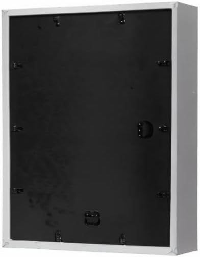 FrameWorks 11” x 14” Dark Oak Wooden Shadow Box Frame – Display Case with Soft Felt Back, Memory Box with Tempered Glass, Display Box with Elegant White Ball Push Pins, Wooden Flower Box