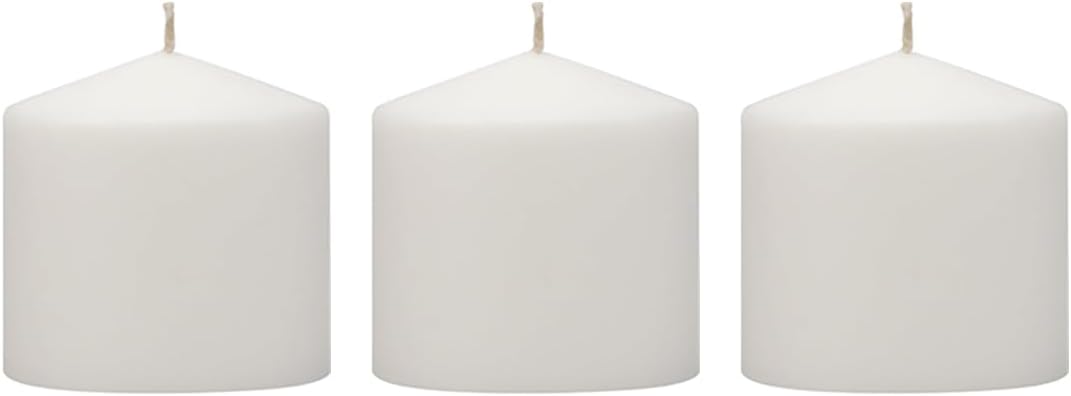 Stonebriar Unscented White Tall Pillar Candles, 65 Hour Burning Candle Pillars, Perfect for Decor, Weddings, Emergencies 3" X 6", 6 count