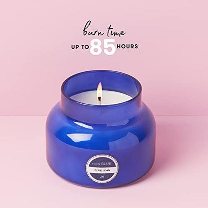 Capri Blue Scented Candles - Soy Candle Wax Blend - Jar Candles - Blue Candle Gifts for Women & Men - Luxury Candles for Home Scented with Citrus, White Musk & Patchouli - Blue Jean (19 oz)