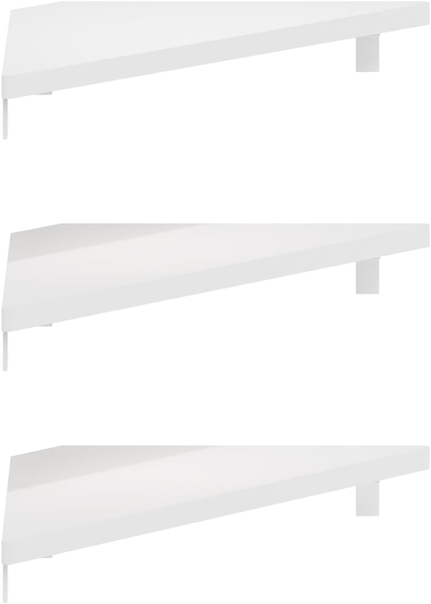 Furinno Rossi 5-Tier Wall Mount Floating Radial Corner Shelf, White