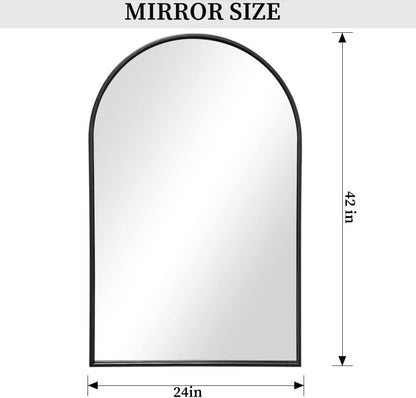 Dewfig 65"x 22" Arched Window pane Full Length Mirror, Wall Mirror, Floor Standing Mirrors, Farmhouse Long Full Body Mirrors Wall Mounted for Living Room, Bedroom, Entryway, Fireplace, Black